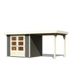 Abri De Jardin En Bois Massif Gris Terre 5,25m² Askola 3 Avec Appentis 240cm - Karibu 8 Abri De Jardin En Bois Massif Gris Terre 5,25m² Askola 3 Avec Appentis 240cm - Karibu -Jardin Extérieur Boutique abri de jardin en bois massif gris terre 525m askola 3 avec appentis 240cm woodfeeling 2