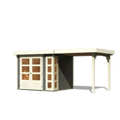 Abri De Jardin En Bois Massif Gris Terre 5,25m² Kerko 3 Avec Appentis 240cm – Karibu 8 Abri De Jardin En Bois Massif Gris Terre 5,25m² Kerko 3 Avec Appentis 240cm – Karibu -Jardin Extérieur Boutique abri de jardin en bois massif gris terre 525m kerko 3 avec appentis 240cm woodfeeling 2