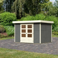 Abri De Jardin En Bois Massif Gris Terre 6,55m² Askola 4 - Karibu
