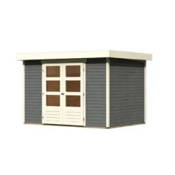 Abri De Jardin En Bois Massif Gris Terre 6,55m² Askola 4 - Karibu -Jardin Extérieur Boutique abri de jardin en bois massif gris terre 655m askola 4 woodfeeling 3