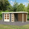 Abri De Jardin En Bois Massif Gris Terre 6,55m² Kerko 4 Avec Appentis 240cm Et Paroi Arrière – Karibu