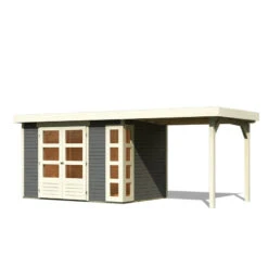 Abri De Jardin En Bois Massif Gris Terre 6,55m² Kerko 4 Avec Appentis 240cm – Karibu 8 Abri De Jardin En Bois Massif Gris Terre 6,55m² Kerko 4 Avec Appentis 240cm – Karibu -Jardin Extérieur Boutique abri de jardin en bois massif gris terre 655m kerko 4 avec appentis 240cm woodfeeling 2