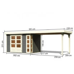 Abri De Jardin En Bois Massif Gris Terre 6,55m² Kerko 4 Avec Appentis 280cm – Karibu 8 Abri De Jardin En Bois Massif Gris Terre 6,55m² Kerko 4 Avec Appentis 280cm – Karibu -Jardin Extérieur Boutique abri de jardin en bois massif gris terre 655m kerko 4 avec appentis 280cm woodfeeling 2