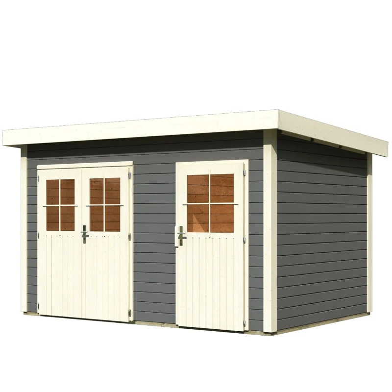 Abri De Jardin En Bois Massif Gris Terre 8,88m² Avec Cloison Intérieure Tintrup – Karibu 4 Abri De Jardin En Bois Massif Gris Terre 8,88m² Avec Cloison Intérieure Tintrup – Karibu – Image 4