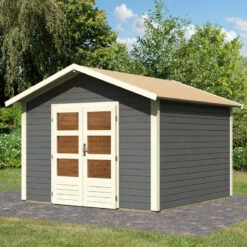 Abri De Jardin En Bois Massif Gris Terre 9,24m² Talkau 8 – Karibu