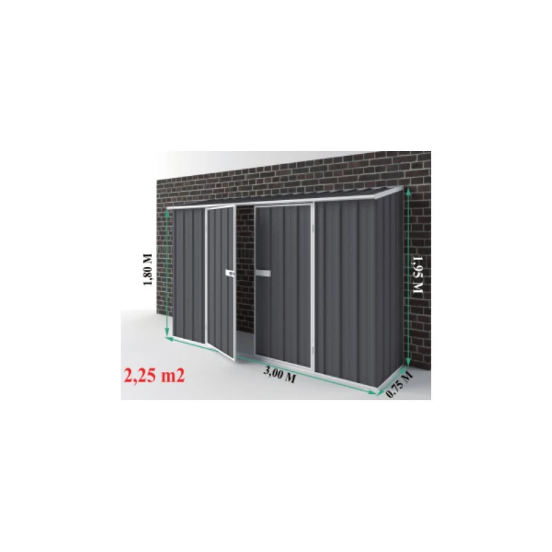 Abri De Jardin En Métal Colorbond Gris Compact 2,25m² EASYSHED 3 Abri De Jardin En Métal Colorbond Gris Compact 2,25m² EASYSHED – Image 3