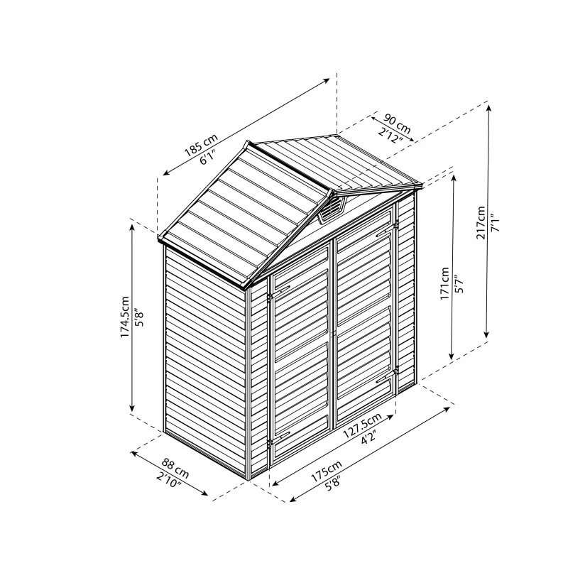 Abri De Jardin En Polycarbonate 1,55m² Skylight Amber - Palram - Canopia 3 Abri De Jardin En Polycarbonate 1,55m² Skylight Amber - Palram - Canopia – Image 3