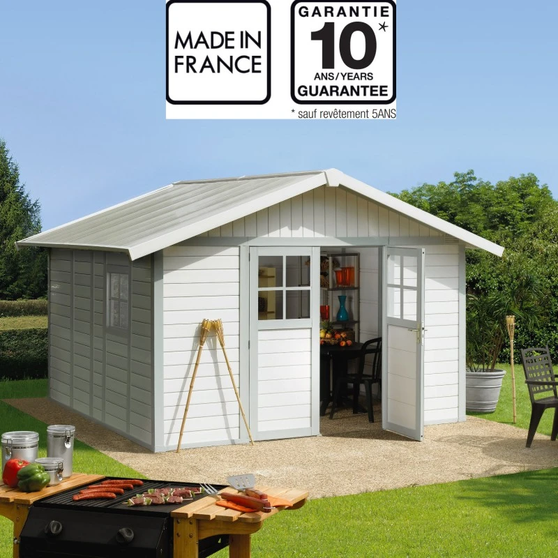 Abri De Jardin En PVC 11,2m² DECO Blanc Et Gris Vert Grosfillex + Kit Ancrage Offert 1 Abri De Jardin En PVC 11,2m² DECO Blanc Et Gris Vert Grosfillex + Kit Ancrage Offert