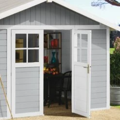 Abri De Jardin En PVC 11,2m² DECO Gris Clair Et Blanc Grosfillex + Kit Ancrage Offert 9 Abri De Jardin En PVC 11,2m² DECO Gris Clair Et Blanc Grosfillex + Kit Ancrage Offert -Jardin Extérieur Boutique abri de jardin en pvc 112m deco gris clair et blanc grosfillex 3