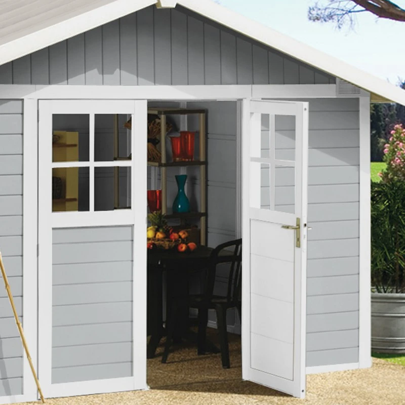 Abri De Jardin En PVC 11,2m² DECO Gris Clair Et Blanc Grosfillex + Kit Ancrage Offert 4 Abri De Jardin En PVC 11,2m² DECO Gris Clair Et Blanc Grosfillex + Kit Ancrage Offert – Image 4