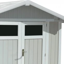 Abri De Jardin En PVC 4,9m² UTILITY Blanc Et Gris Bleu Grosfillex + Kit Ancrage Offert -Jardin Extérieur Boutique abri de jardin en pvc 49m utility blanc et gris bleu grosfillex 5