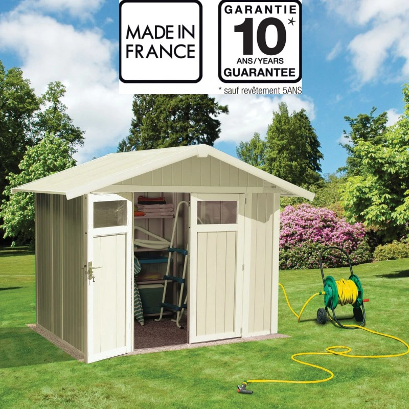 Abri De Jardin 4m² En PVC UTILITY Blanc Et Gris Vert Grosfillex + Kit Ancrage Offert 2 Abri De Jardin 4m² En PVC UTILITY Blanc Et Gris Vert Grosfillex + Kit Ancrage Offert – Image 2