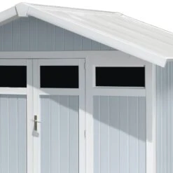 Abri De Jardin En PVC 7,53m² UTILITY Blanc Et Gris Bleu Grosfillex + Kit Ancrage Offert -Jardin Extérieur Boutique abri de jardin en pvc 753m utility blanc et gris bleu grosfillex 4