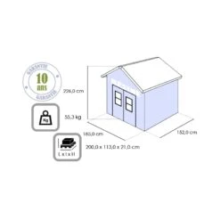 Abri De Jardin En Résine 2,8m² Gris Clair Premium 65 DPF + Plancher Keter -Jardin Extérieur Boutique abri de jardin en resine 28m gris clair premium 65 dpf plancher keter 2