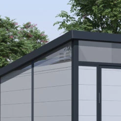 Abri De Jardin En Résine 3,24m² Gris Clair Toit Monopente Skylight + Plancher - Jobu -Jardin Extérieur Boutique abri de jardin en resine 324m gris clair toit plat skylight plancher jobu 2