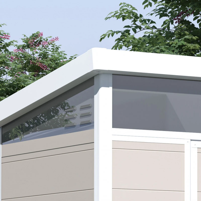 Abri De Jardin En Résine 4,10m² Beige Toit Monopente Skylight + Plancher - Jobu 3 Abri De Jardin En Résine 4,10m² Beige Toit Monopente Skylight + Plancher - Jobu – Image 3