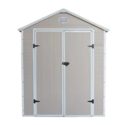 Abri De Jardin En Résine Beige 6,99m² + Kit De Fondation - JOBU -Jardin Extérieur Boutique abri de jardin en resine beige 699m kit de fondation jobu 3