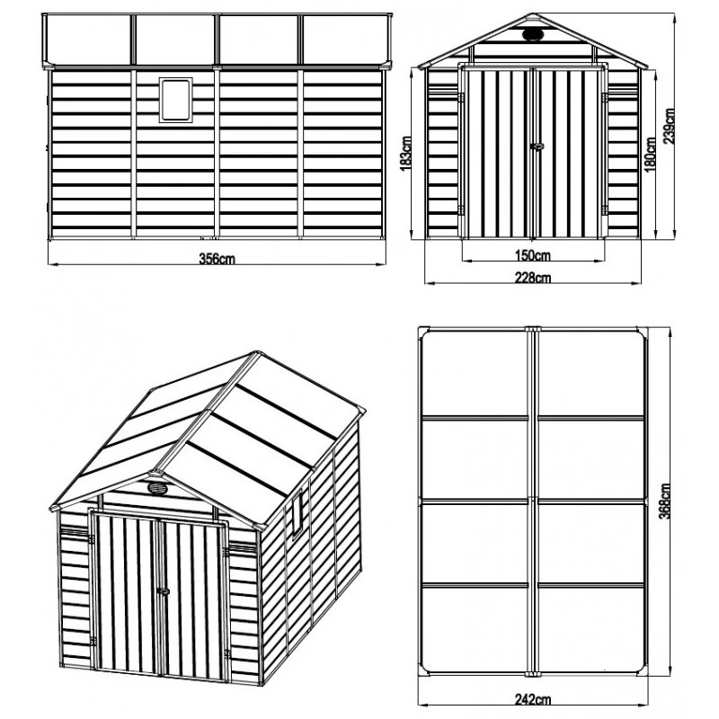 Abri De Jardin En Résine Beige 8,90m² + Kit De Fondation - JOBU 2 Abri De Jardin En Résine Beige 8,90m² + Kit De Fondation - JOBU – Image 2