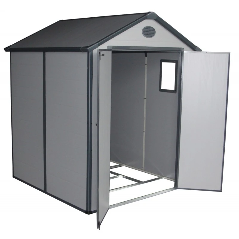 Abri De Jardin En Résine Gris 3,65m² + Kit De Fondation - JOBU 4 Abri De Jardin En Résine Gris 3,65m² + Kit De Fondation - JOBU – Image 4