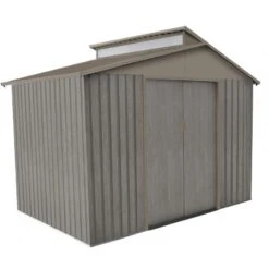 Abri De Jardin Métal Avec Puit De Lumière 5,44m² Imitation Bois Vieilli -Jardin Extérieur Boutique abri de jardin metal avec puit de lumiere 544m imitation bois vieilli 3