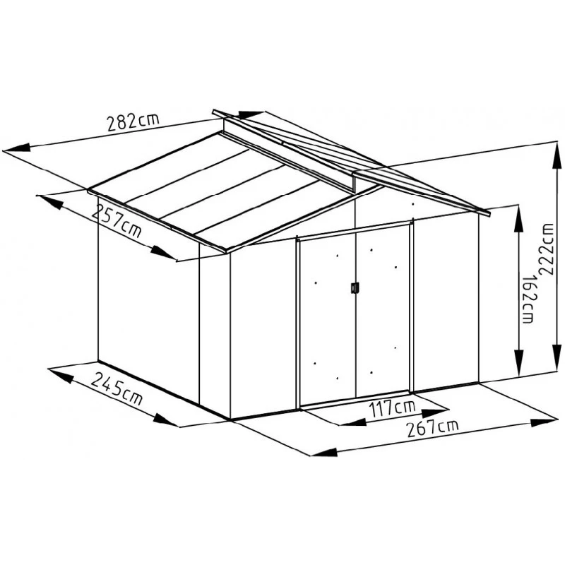 Abri De Jardin Métal Avec Puit De Lumière 7,25m² Imitation Bois Vieilli 3 Abri De Jardin Métal Avec Puit De Lumière 7,25m² Imitation Bois Vieilli – Image 3
