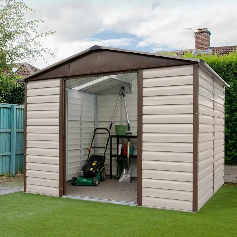 Abri De Jardin Métal Beige Et Marron 5,97m² + Kit D'ancrage Inclus - YARDMASTER 2 Abri De Jardin Métal Beige Et Marron 5,97m² + Kit D'ancrage Inclus - YARDMASTER – Image 2