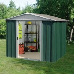 Abri De Jardin Métal Vert 5,25m² + Kit D'ancrage Inclus - YARDMASTER -Jardin Extérieur Boutique abri de jardin metal vert 525m kit d ancrage inclus yardmaster 2