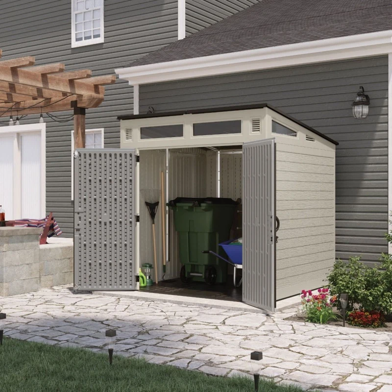 Abri De Jardin Polyéthylène 25mm Gris Clair 4,88m² Modern + Plancher - SUNCAST 2 Abri De Jardin Polyéthylène 25mm Gris Clair 4,88m² Modern + Plancher - SUNCAST – Image 2