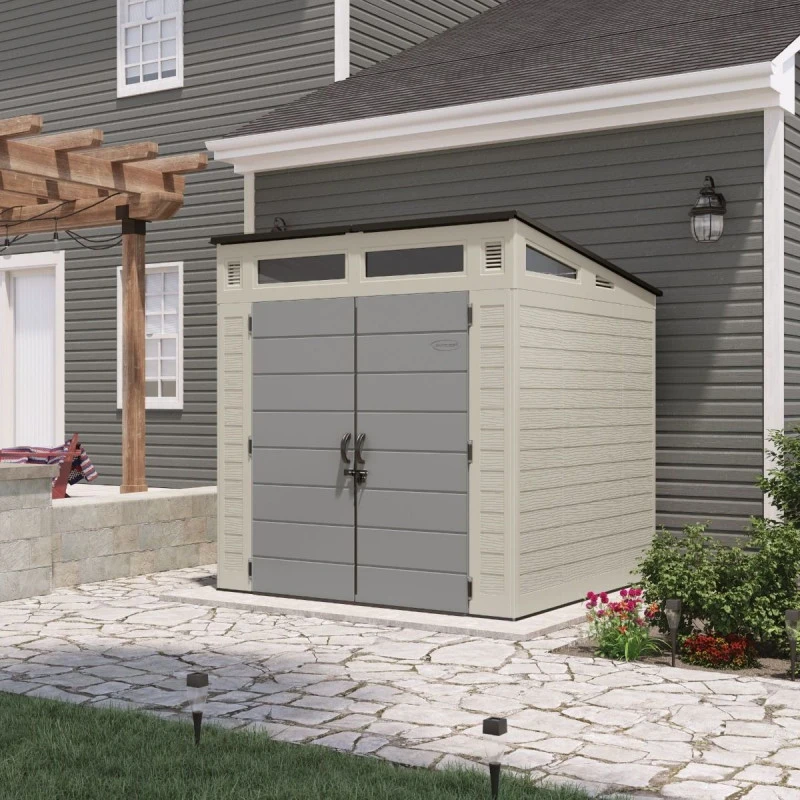 Abri De Jardin Polyéthylène 25mm Gris Clair 4,88m² Modern + Plancher - SUNCAST 1 Abri De Jardin Polyéthylène 25mm Gris Clair 4,88m² Modern + Plancher - SUNCAST