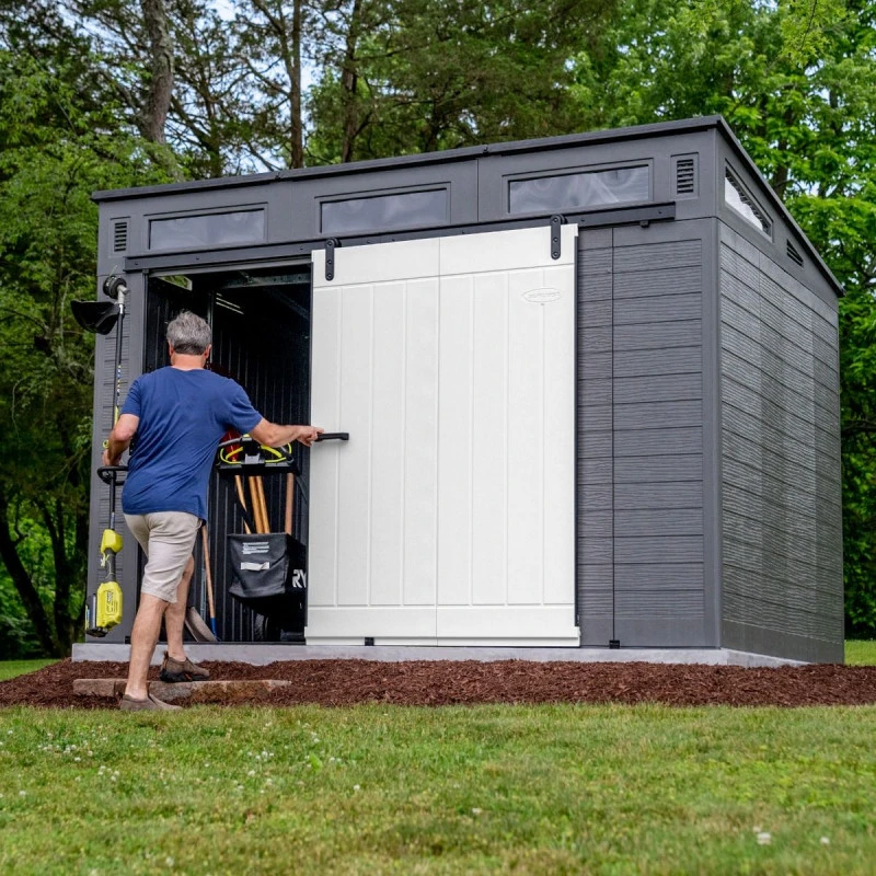 Abri De Jardin Polyéthylène 25mm Gris Foncé 7,30m² Modern + Plancher - SUNCAST 4 Abri De Jardin Polyéthylène 25mm Gris Foncé 7,30m² Modern + Plancher - SUNCAST – Image 4