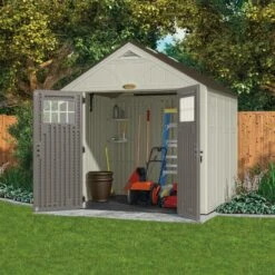 Abri De Jardin Polyéthylène 35mm 5,53m² Woodgrain + Plancher SUNCAST -Jardin Extérieur Boutique abri de jardin polyethylene 35mm 553m woodgrain plancher suncast 2