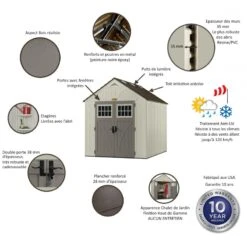 Abri De Jardin Polyéthylène 35mm 5,53m² Woodgrain + Plancher SUNCAST -Jardin Extérieur Boutique abri de jardin polyethylene 35mm 553m woodgrain plancher suncast 3