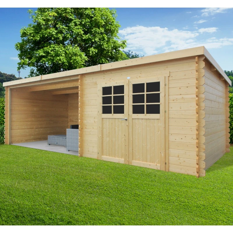 Abri De Jardin Rohan 19,82m² En Bois Massif 28mm Avec Terrasse Couverte - SOLID 2 Abri De Jardin Rohan 19,82m² En Bois Massif 28mm Avec Terrasse Couverte - SOLID – Image 2