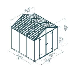 Abri De Jardin RUBICON 5,4m² En Aluminium Et Polycarbonate - Canopia By Palram -Jardin Extérieur Boutique abri de jardin rubicon 237x229cm en aluminium et polycarbonate canopia by palram 2