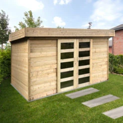 Abri De Jardin Stockholm 11,42m² En Bois Massif 28mm Avec Double Porte - SOLID