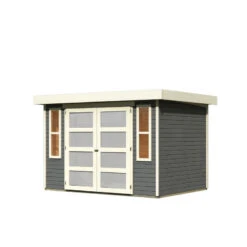 Abri De Jardin Toit Plat 6,55m² Bois Gris 19mm Mühlendorf 4 - Karibu -Jardin Extérieur Boutique abri de jardin toit plat 655m en bois vitrifie gris 19mm muhlendorf karibu 2