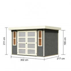 Abri De Jardin Toit Plat 6,55m² Bois Gris 19mm Mühlendorf 4 - Karibu -Jardin Extérieur Boutique abri de jardin toit plat 655m en bois vitrifie gris 19mm muhlendorf karibu 3