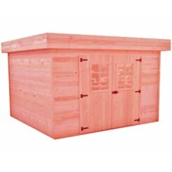 Abri Toit Plat En Madriers Douglas 28mm DINAN 14,81m² + Toiture Bac Acier - HABRITA -Jardin Extérieur Boutique abri dinan 1474m en madriers douglas 28mm sans plancher habrita 2