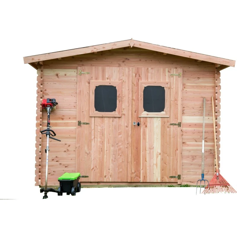 Abri En Madriers Douglas 28mm DOMMAR 10,89m² + Couverture Onduline - HABRITA 2 Abri En Madriers Douglas 28mm DOMMAR 10,89m² + Couverture Onduline - HABRITA – Image 2