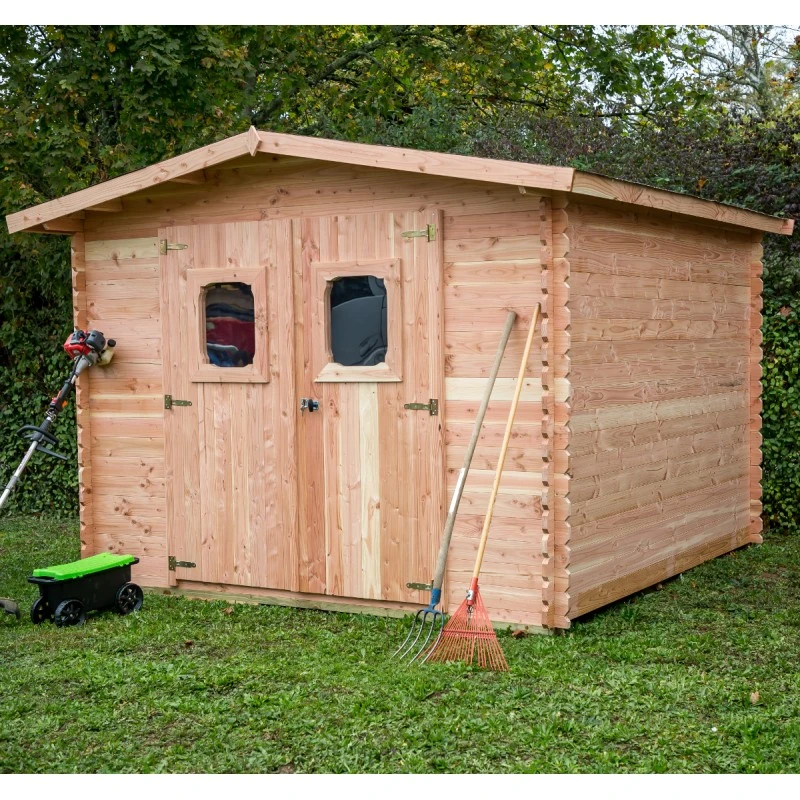 Abri En Madriers Douglas 28mm DOMMAR 10,89m² + Couverture Onduline - HABRITA 5 Abri En Madriers Douglas 28mm DOMMAR 10,89m² + Couverture Onduline - HABRITA – Image 5