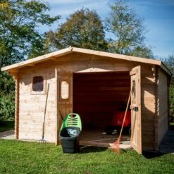 Abri De Jardin En Douglas DOMMAR 15,27m² Madriers 28mm + Couverture Onduline - HABRITA -Jardin Extérieur Boutique abri dommar 1527m en madriers douglas 28mm sans plancher habrita 5