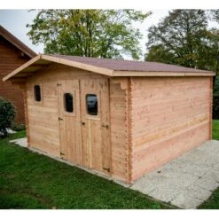 Abri En Bois De Douglas DOMMAR 18,90m² Madriers 28mm + Couverture Onduline - HABRITA -Jardin Extérieur Boutique abri dommar 1890m en madriers douglas 28mm sans plancher habrita 5