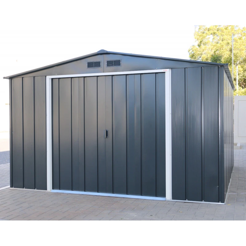 Abri En Métal Parois Hautes Anthracite Colussus 9,74m² DURAMAX + Kit Ancrage 1 Abri En Métal Parois Hautes Anthracite Colussus 9,74m² DURAMAX + Kit Ancrage