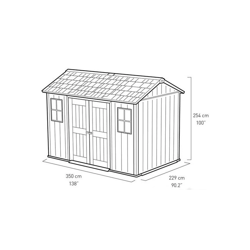 Abri En Résine Brossée Oakland 1175 Brossium 8m² + Plancher - Keter 4 Abri En Résine Brossée Oakland 1175 Brossium 8m² + Plancher - Keter – Image 4