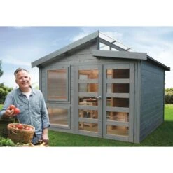 Abri Serre En Bois Massif 28mm - 8,91m² Toit Gradin SOLID