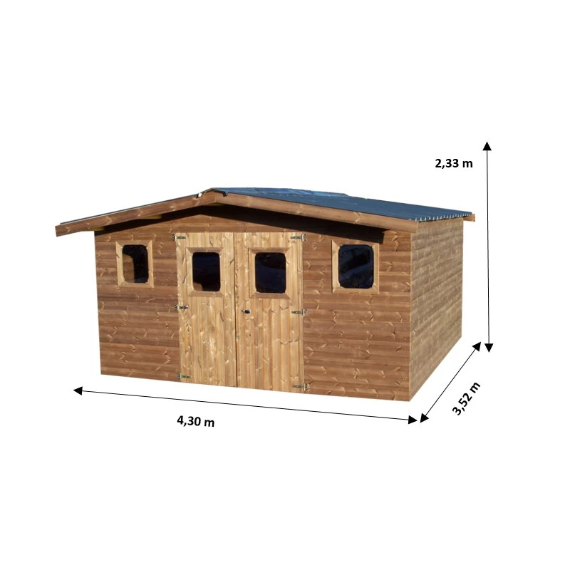 Abri Thermabri 15,14m² En Bois Thermo Traité Toiture En Acier HABRITA 3 Abri Thermabri 15,14m² En Bois Thermo Traité Toiture En Acier HABRITA – Image 3