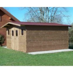 Abri Thermabri 23,82m² En Bois Thermo Traité Toiture Onduline HABRITA