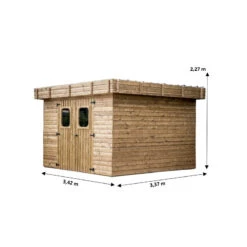 Abri Thizy 11,53m² En Bois Thermo Traité Et Toiture En Acier HABRITA -Jardin Extérieur Boutique abri thizy 1153m en bois thermo traite et toit en acier habrita 2