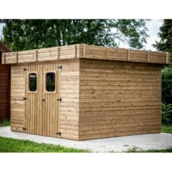 Abri Thizy 11,53m² En Bois Thermo Traité Et Toiture En Acier HABRITA -Jardin Extérieur Boutique abri thizy 1153m en bois thermo traite et toit en acier habrita 5
