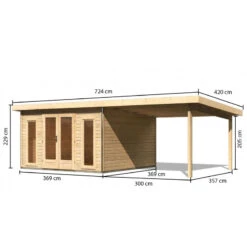 Abri Toit Plat 13,60m² Bois Massif 40mm Radeburg 3 Avec Appentis 330cm – Karibu -Jardin Extérieur Boutique abri toit plat 1360m bois massif 40mm radeburg 3 avec appentis 330cm karibu 3